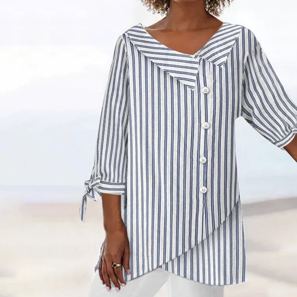 Chic striped 3/4-sleeve top