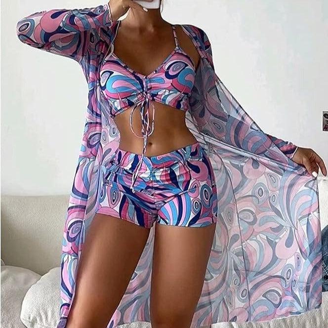 Groovy Print Purple Swimwear