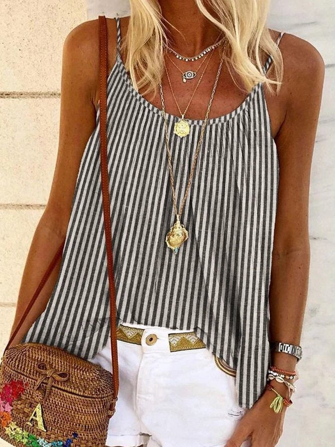 Casual sleeveless stripe print top