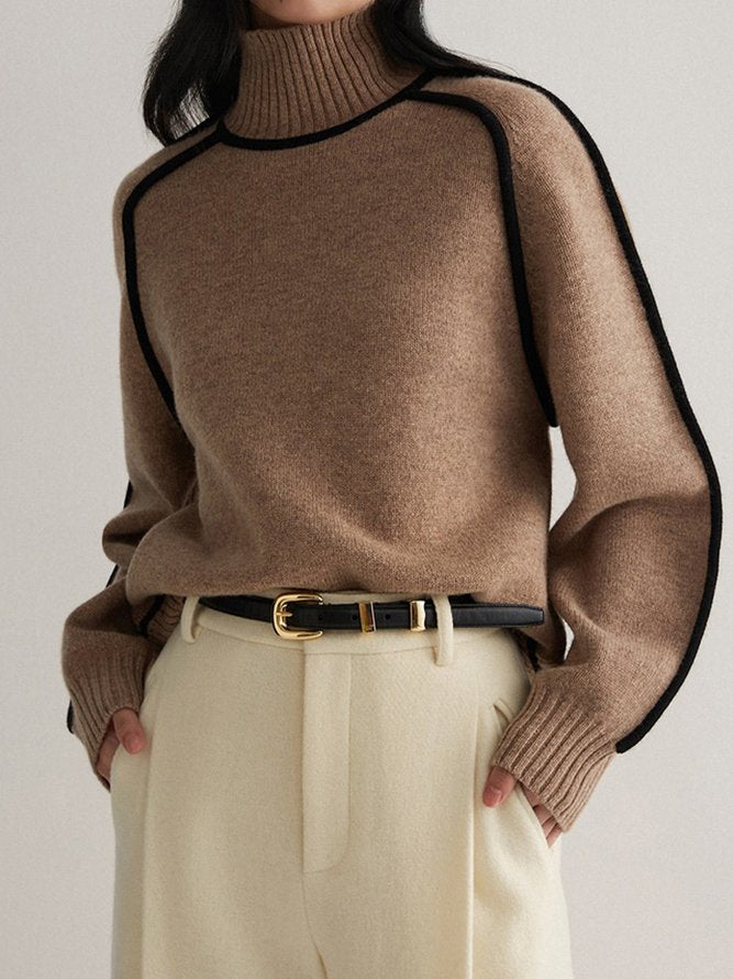 Coffee sweater with high neckline