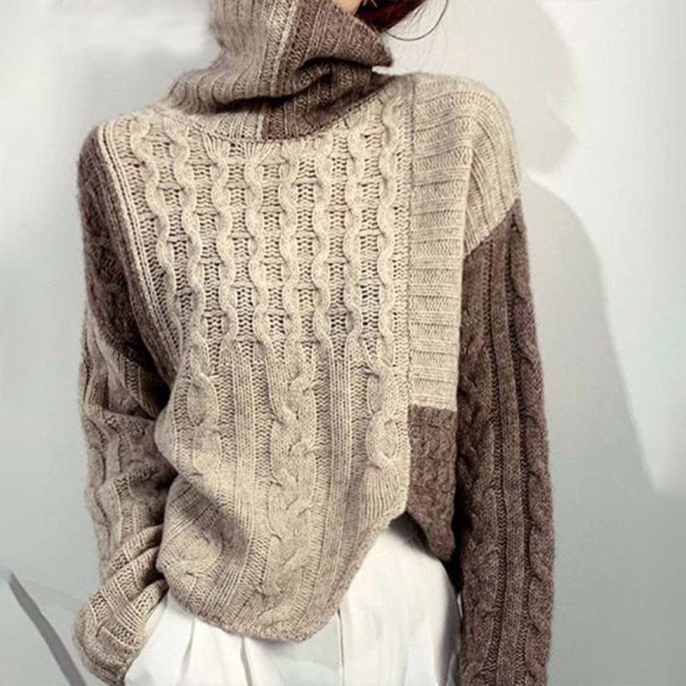 Coffee colored sweater with high neckline