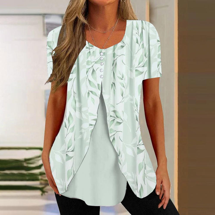 Casual Print Round Neck Top