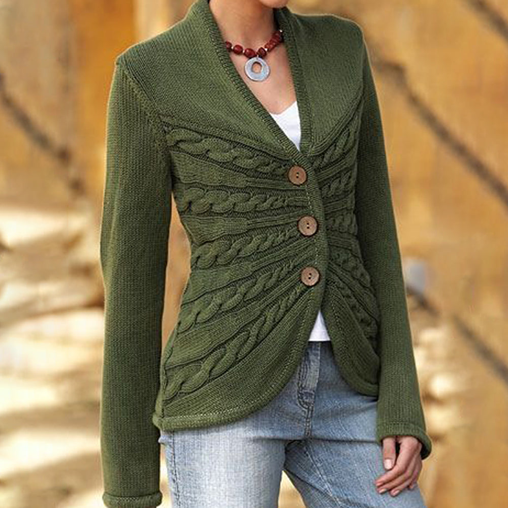 Green solid color sweater with long sleeves