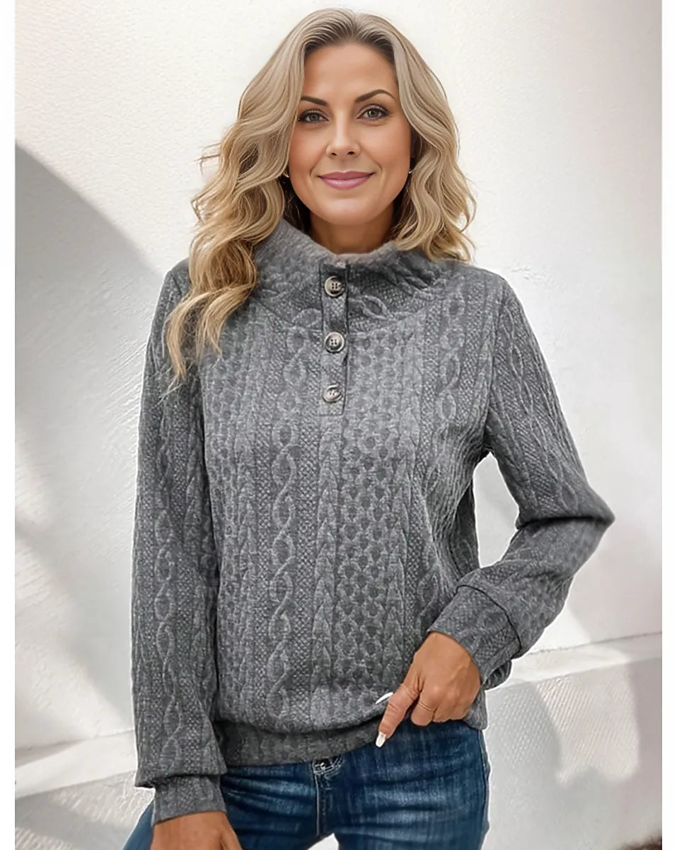 Grey solid colour top with round neckline