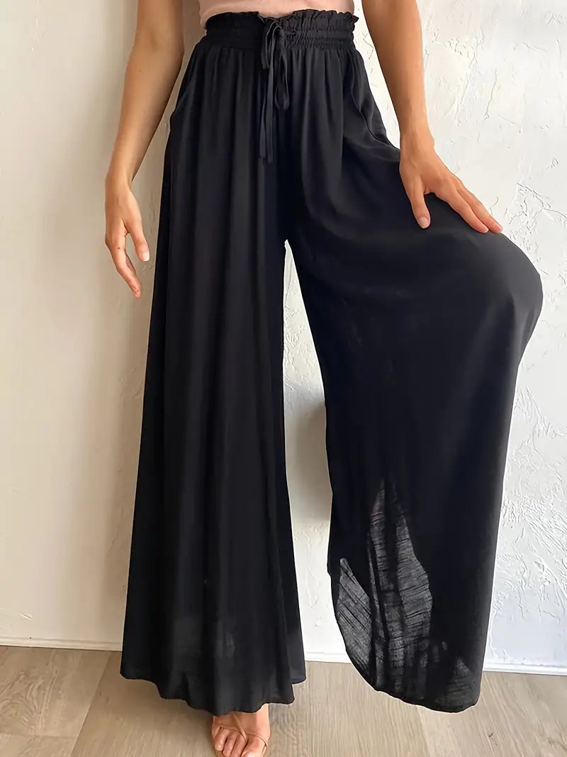 Black Flowing Light Palazzo Casual Pants