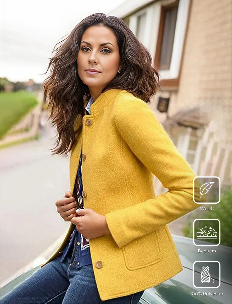 Yellow solid color cardigan with long sleeves