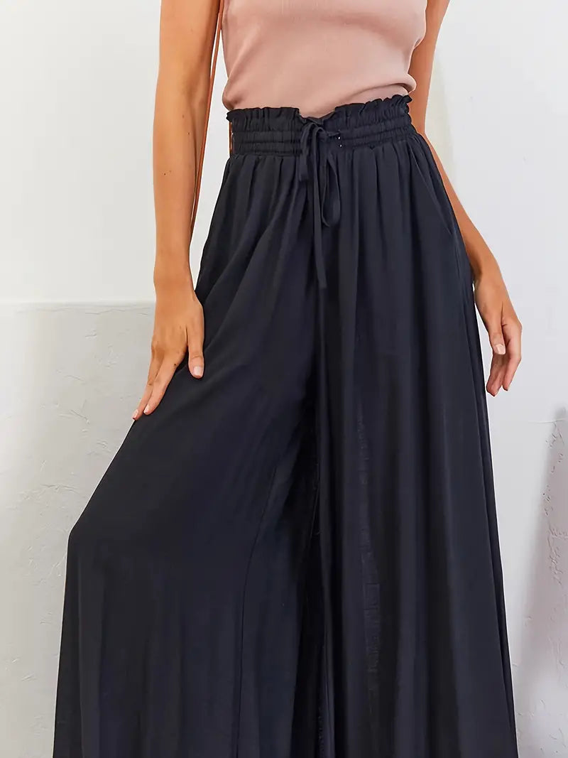 Black Flowing Light Palazzo Casual Pants