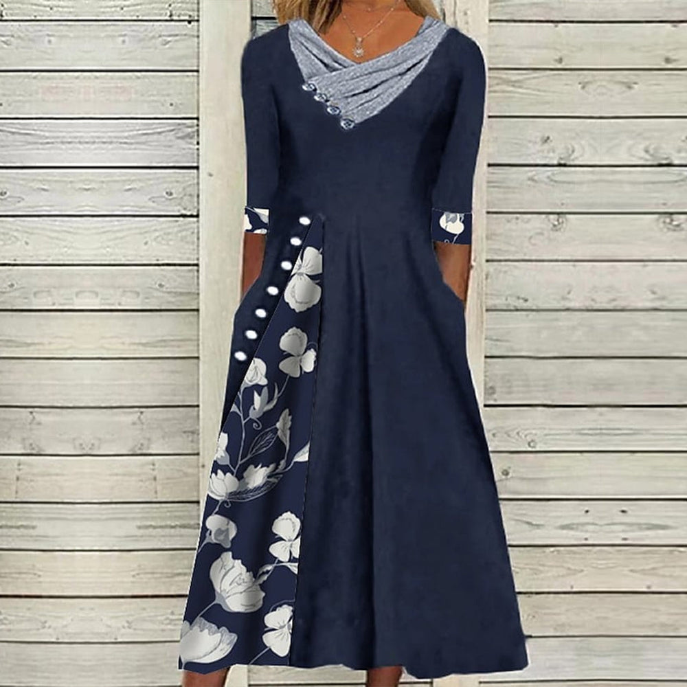 Romantic blue midi dress with half sleeves