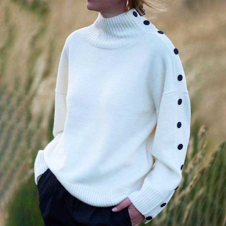 Elegant plain sweater with turtleneck