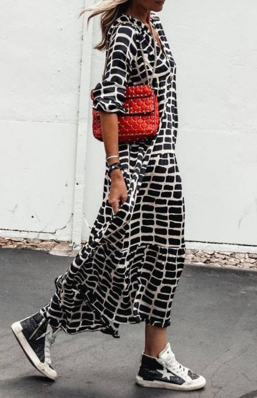 GeoVogue Geometric Printed Maxi Day Dress