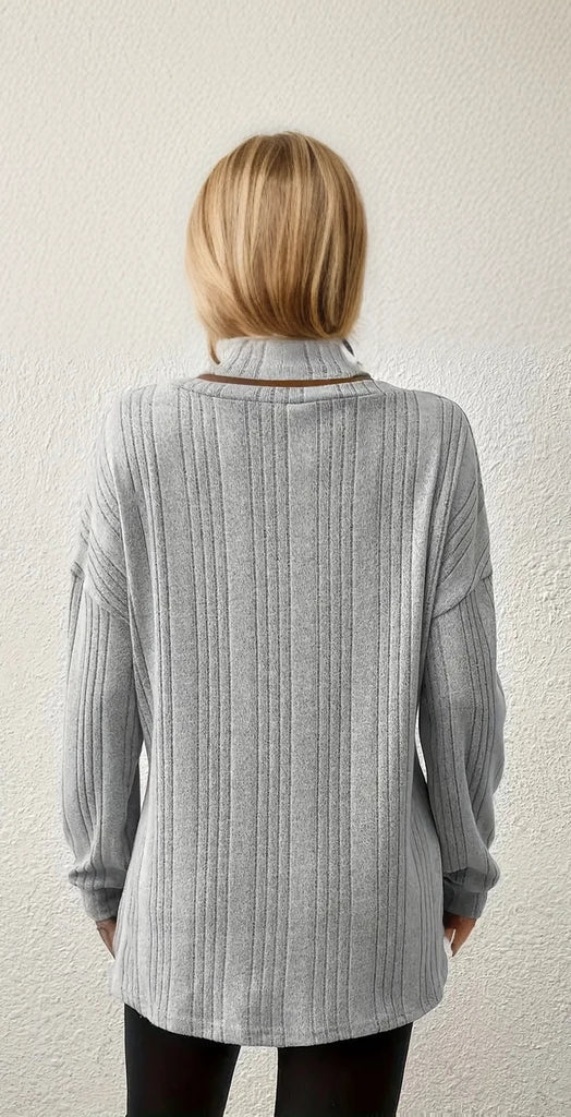 Cut-out sweater with split V-neck