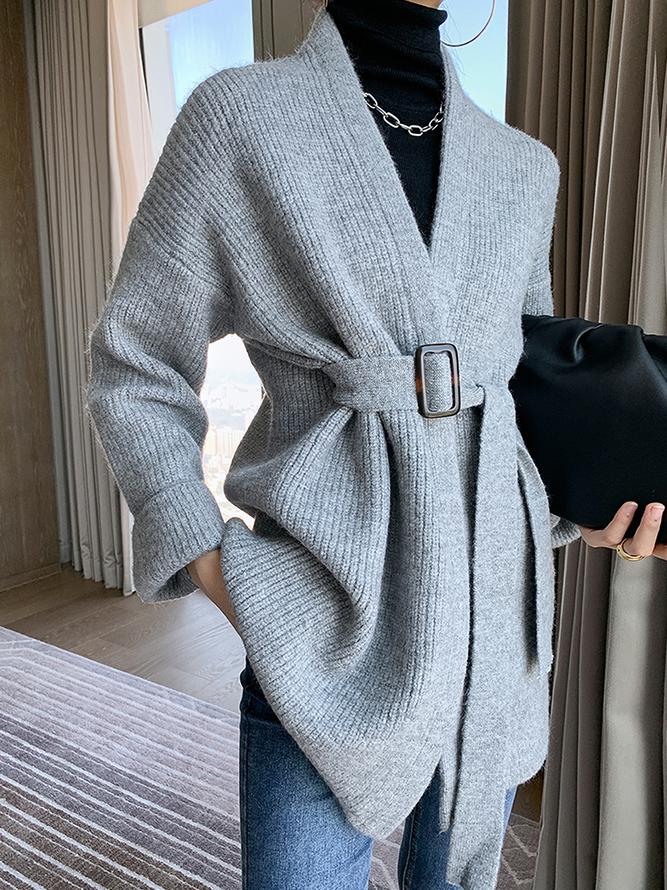 Comfortable grey solid color sweater