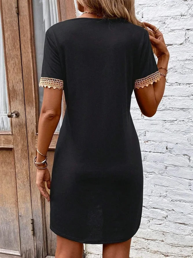 Cool short sleeve black mini dress