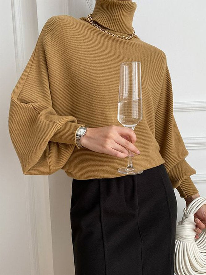 Khaki Solid color turtleneck