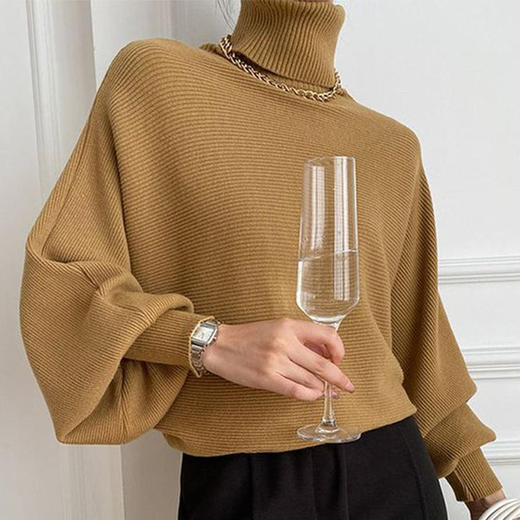 Khaki Solid color turtleneck