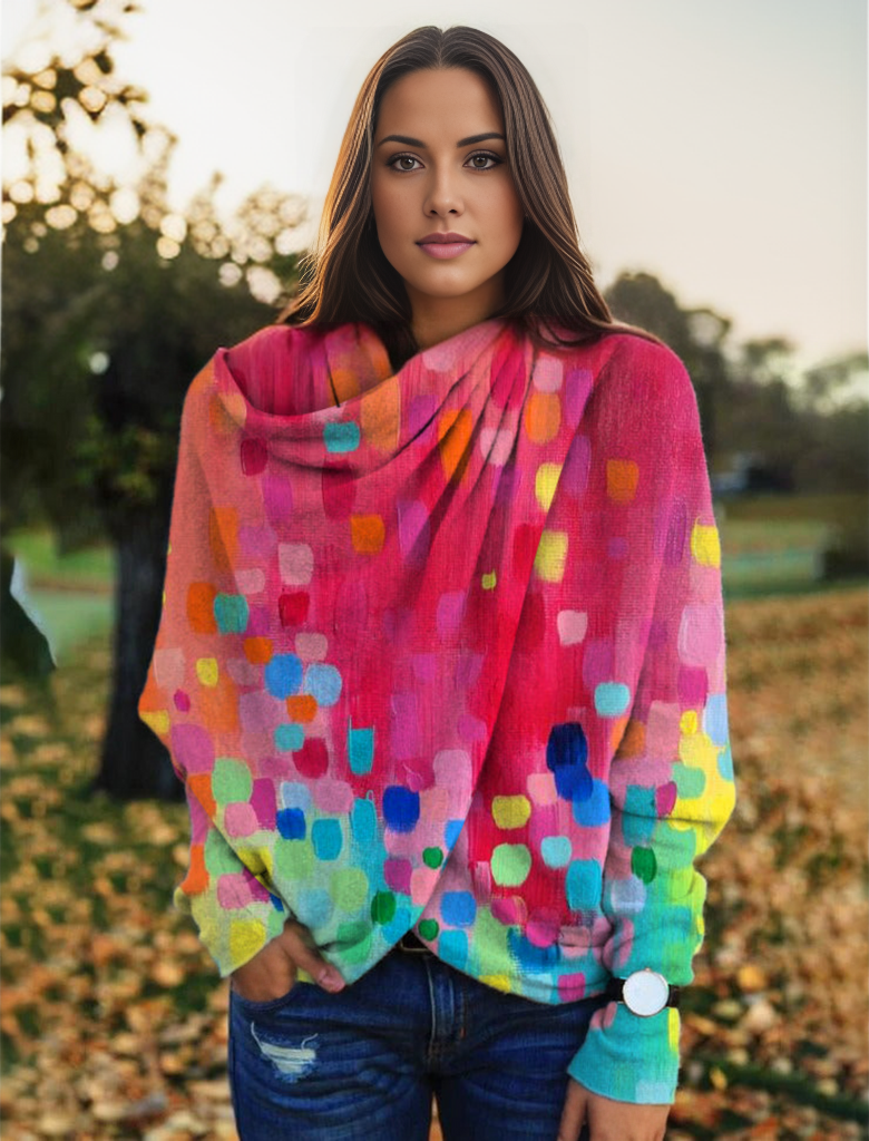 Colorful long sleeve boho scarf top