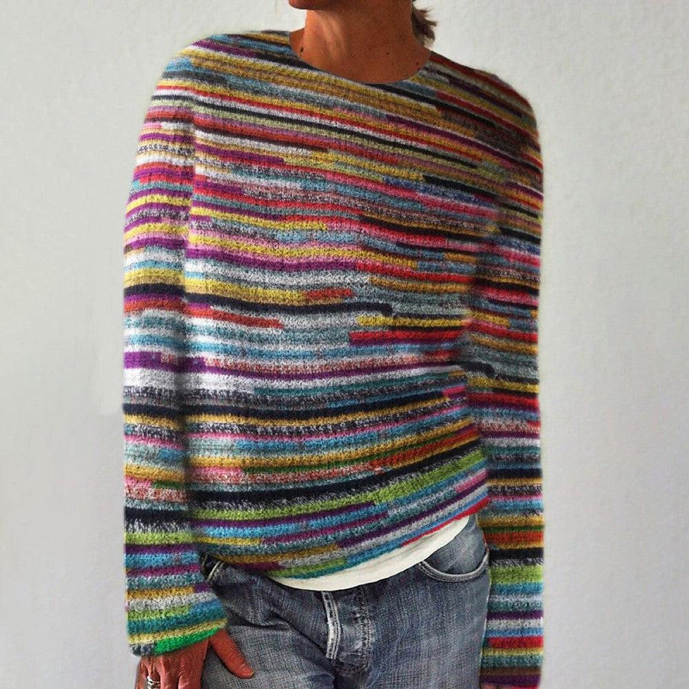 Unique striped long sleeve sweater