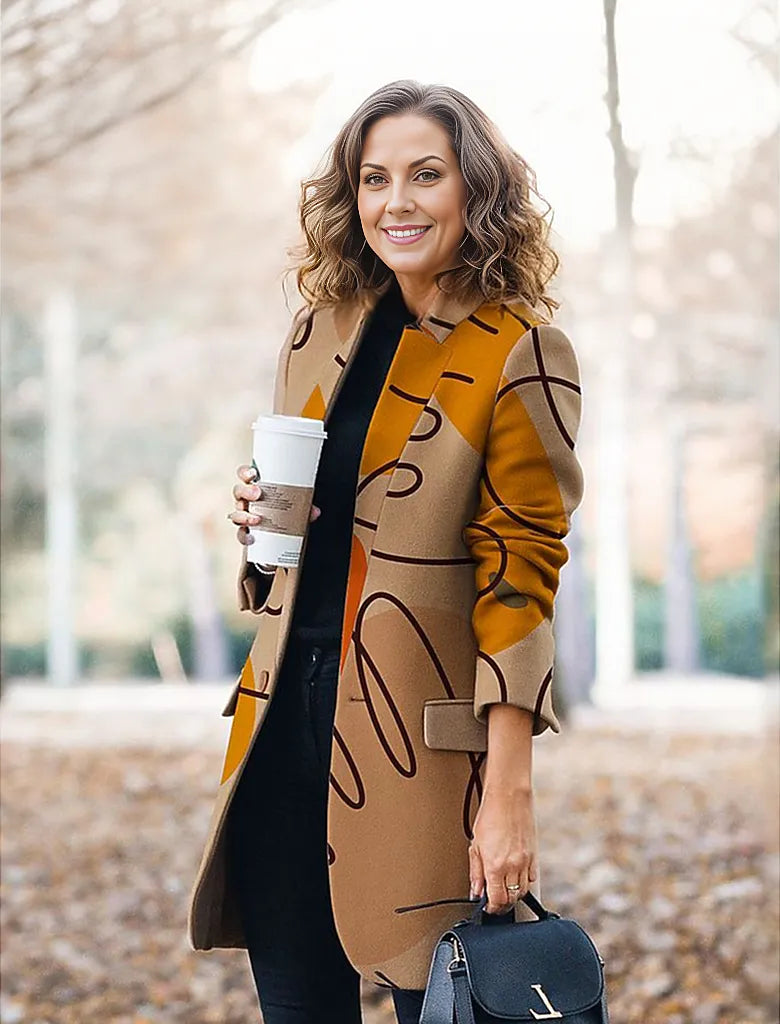 Brown long sleeve printed outerwear