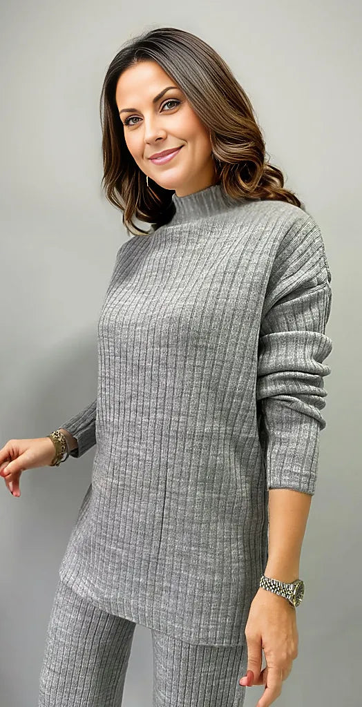 Grey long sleeve two-piece set