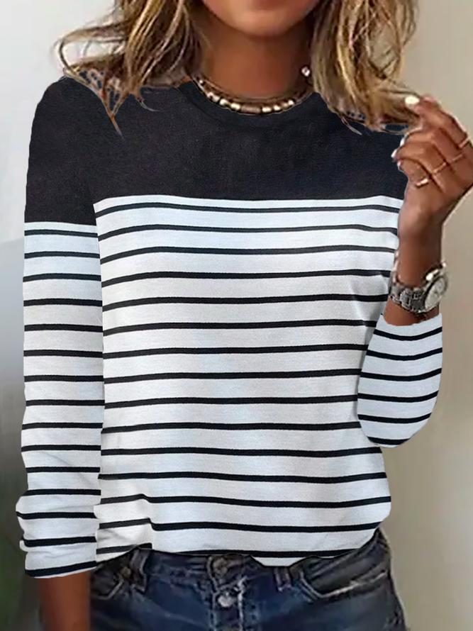 Comfortable striped long sleeve top