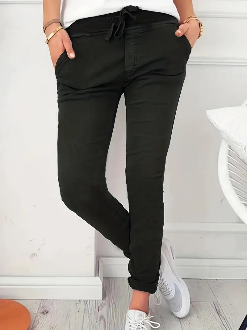 Dark green casual lace-up joggers