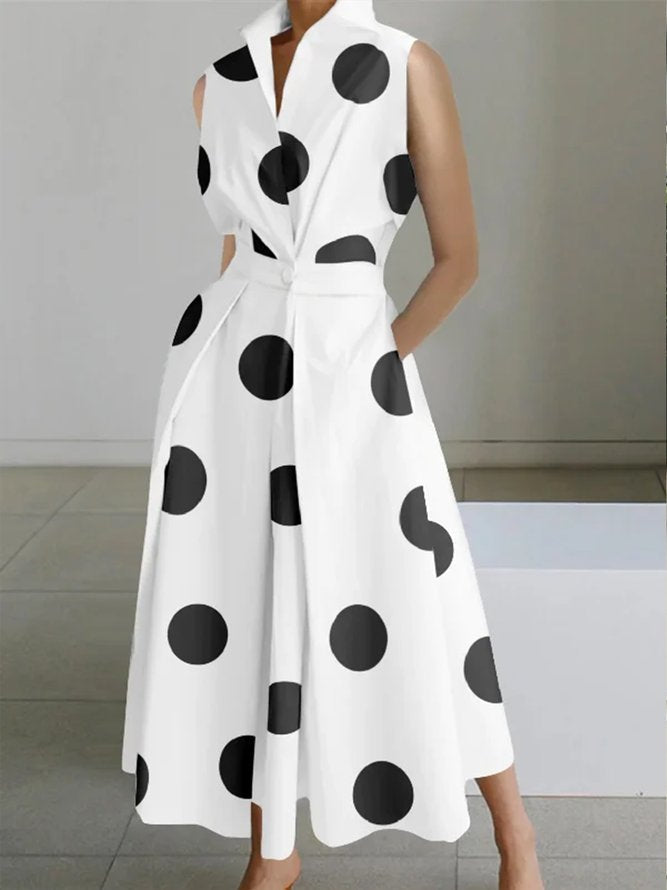 Elegant polka dot sleeveless maxi dress