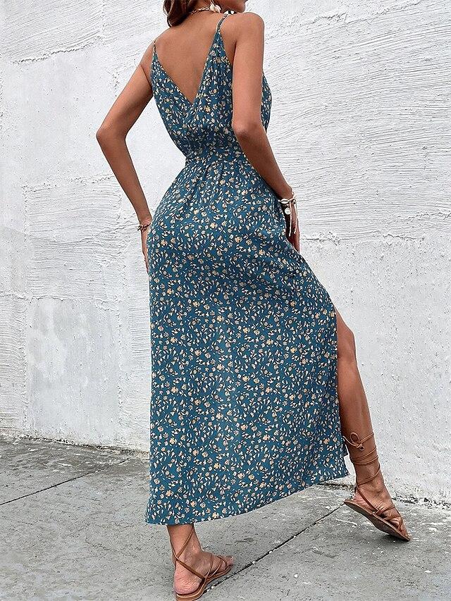 Fresh sleeveless midi dress with print