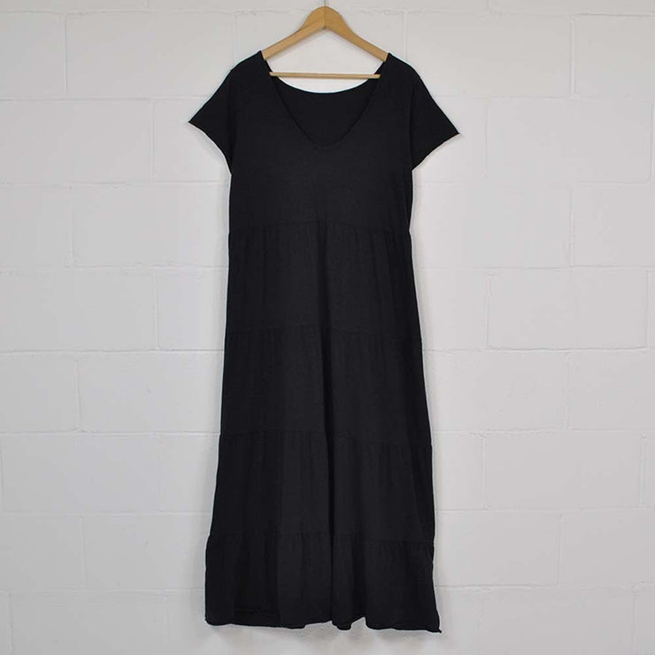 SpringStyle ? -  Plain basic maxi dress with short sleeves