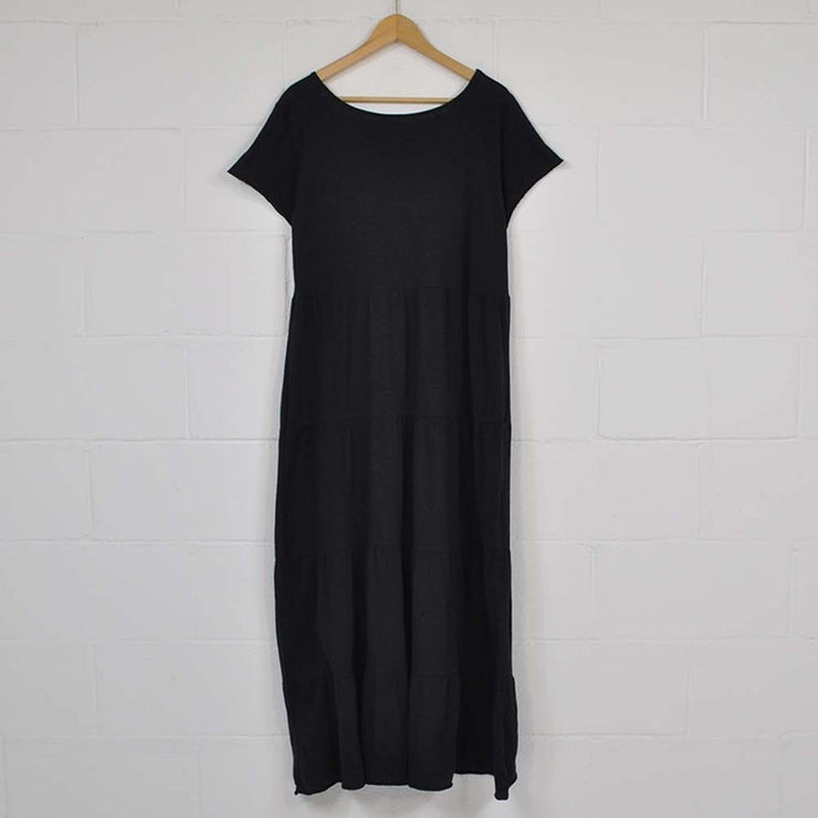 SpringStyle ? -  Plain basic maxi dress with short sleeves