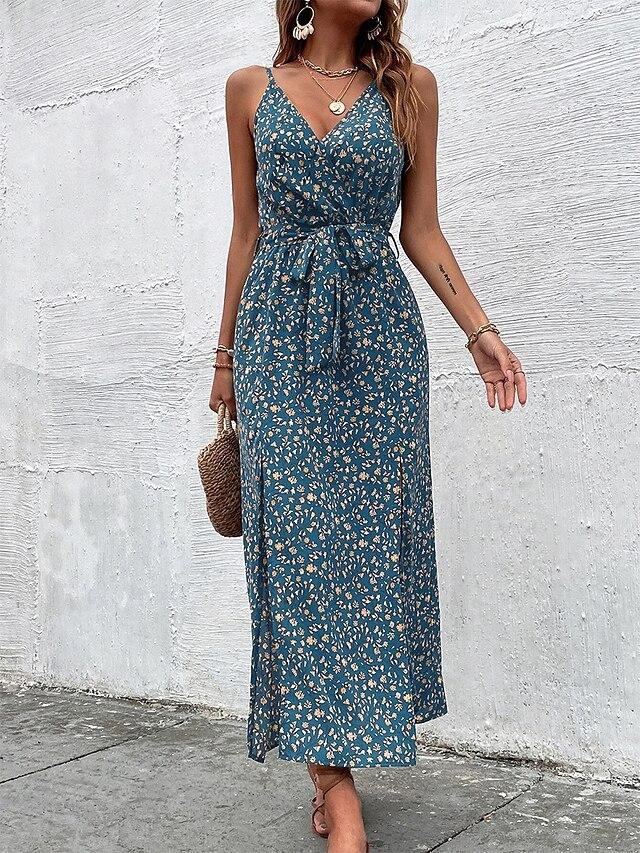 Fresh sleeveless midi dress with print