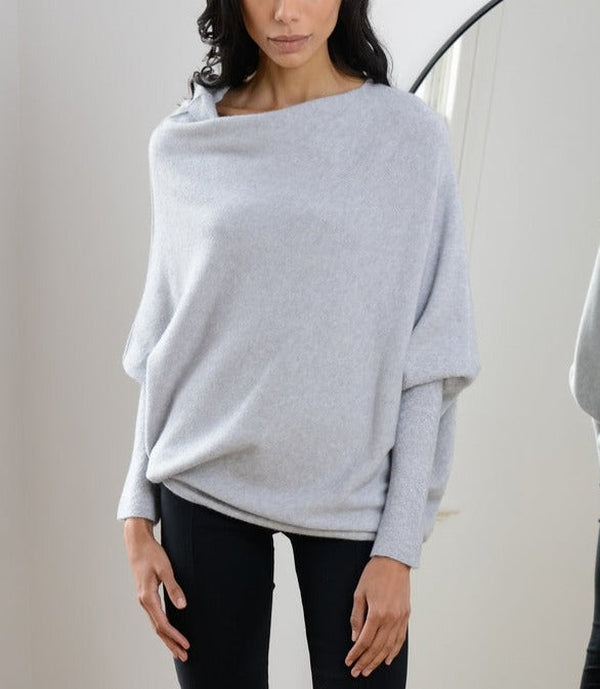 Fluffy one-tone crew neck sweater