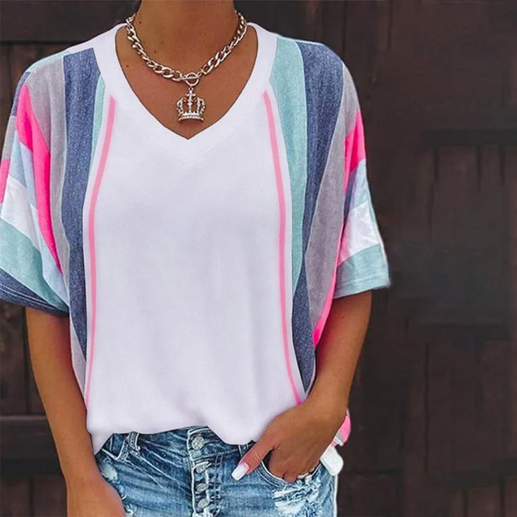 Comfortable striped short sleeve top