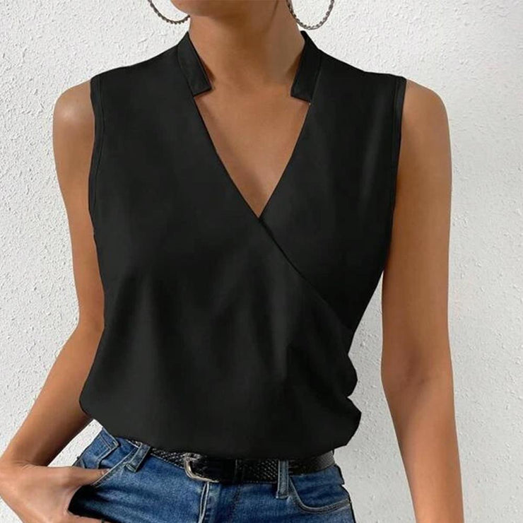 Black sleeveless monochrome top