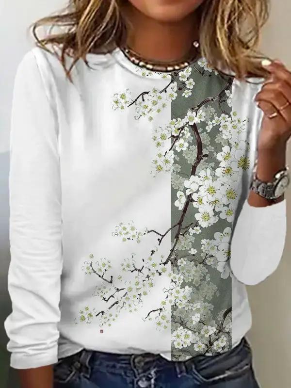 Stylish print crew neck top