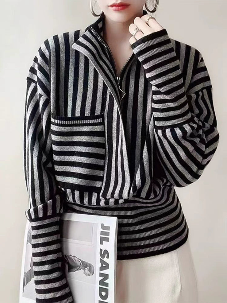 Black striped long sleeve top