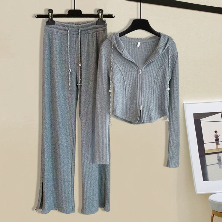 Grey single colour hooded lounge set