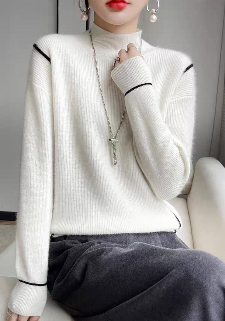 White vintage sweater with high neckline