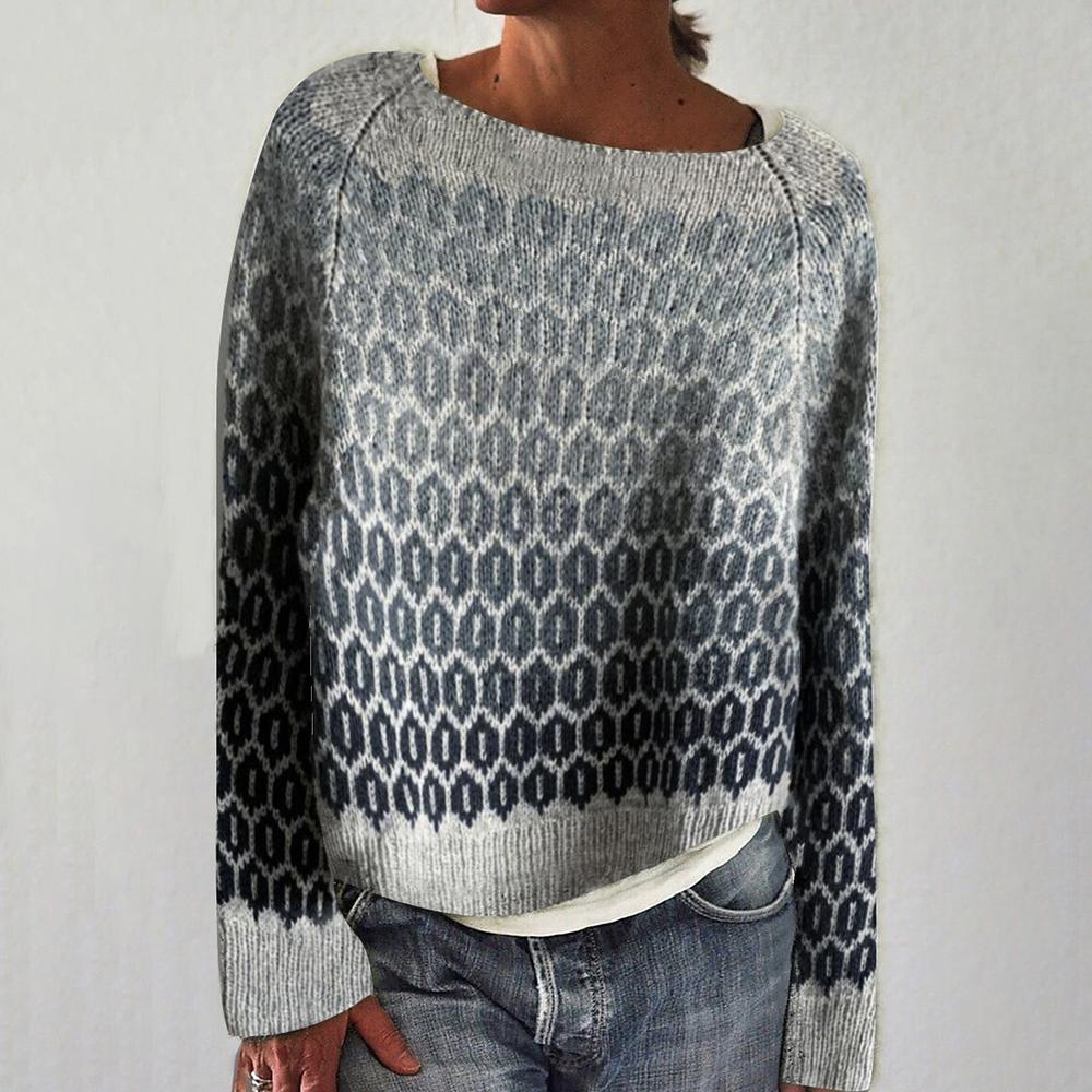 Ombre Grey sweater with geometric pattern