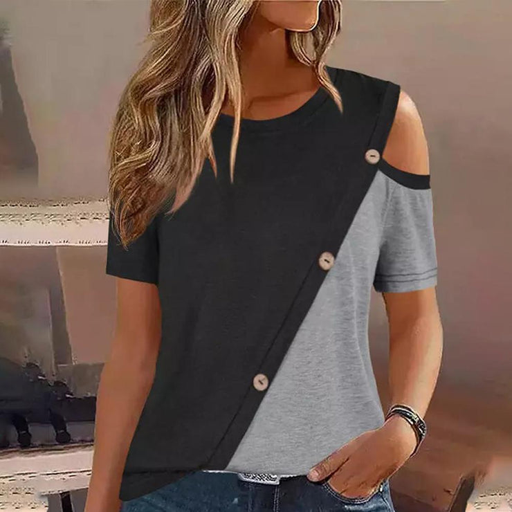 Unique Color Block Short Sleeve Top