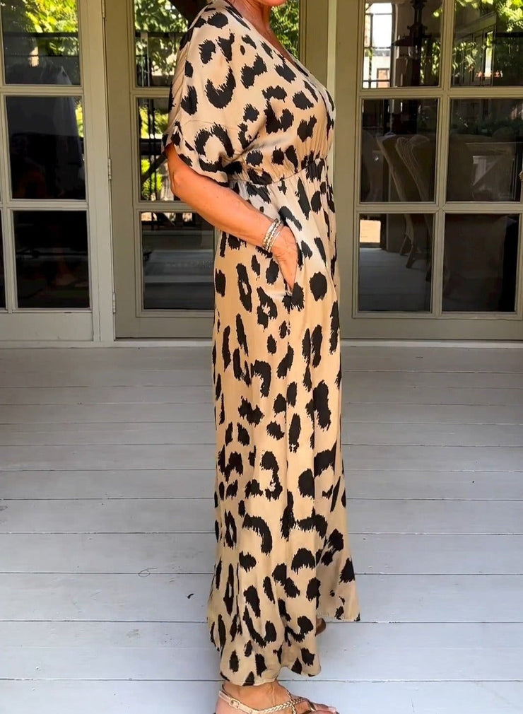 Wild Leopard V-neck Maxi Dress