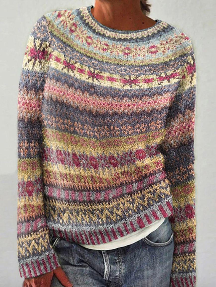 Elegant Print Multicolor Sweater