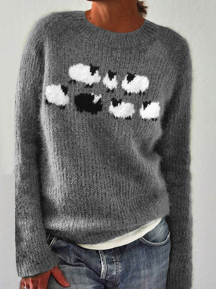 Grey long sleeve sweater with print