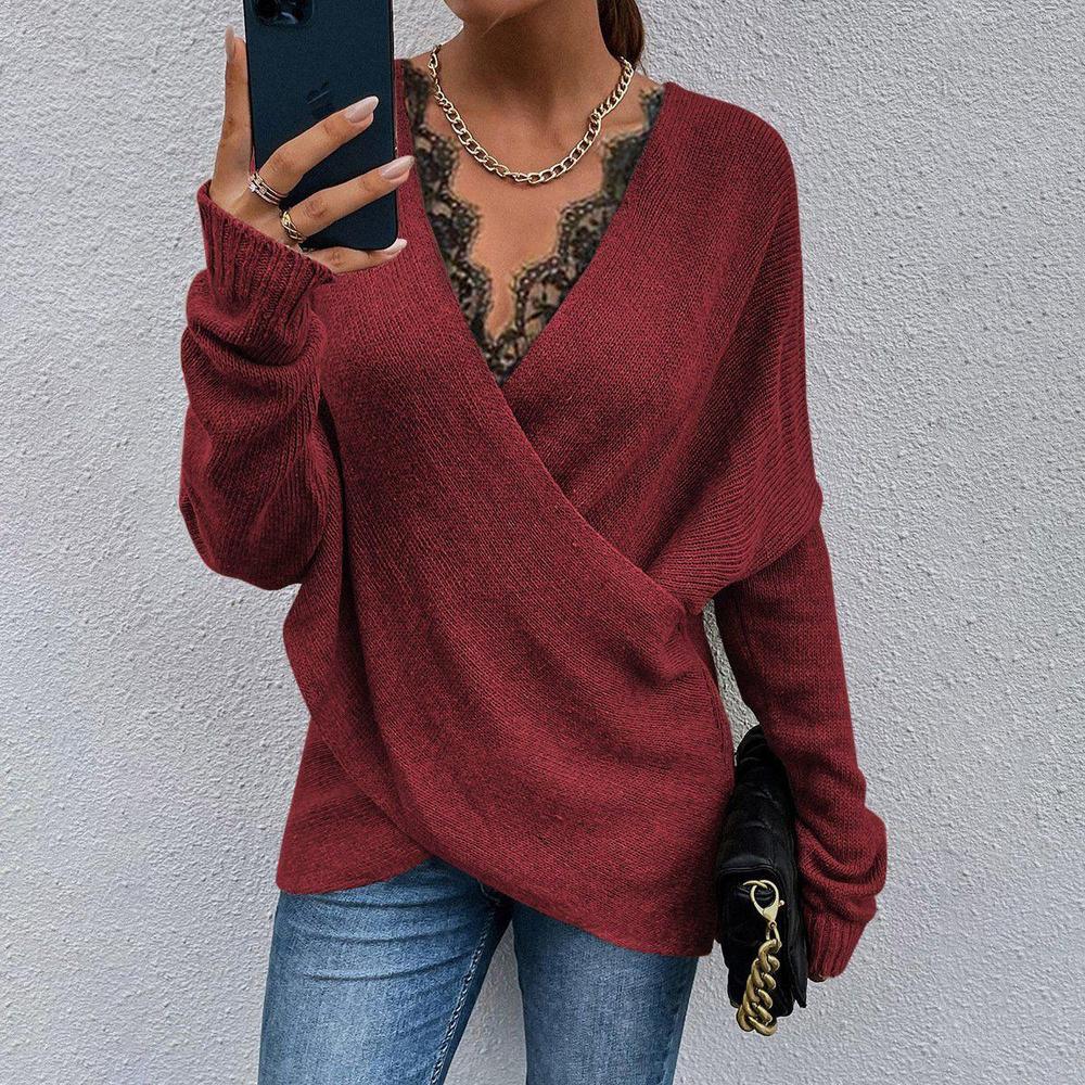 Burgundy Criss-Cross Draped long sleeve top