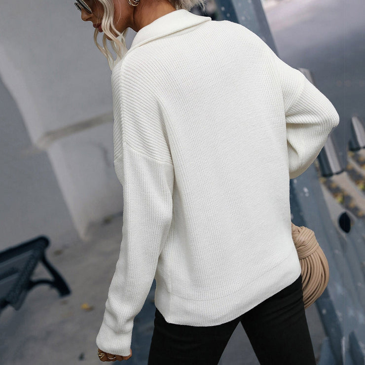 Comfortable monochrome long sleeve sweater