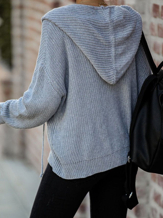 Grey hoodie with long sleeves and outerwear