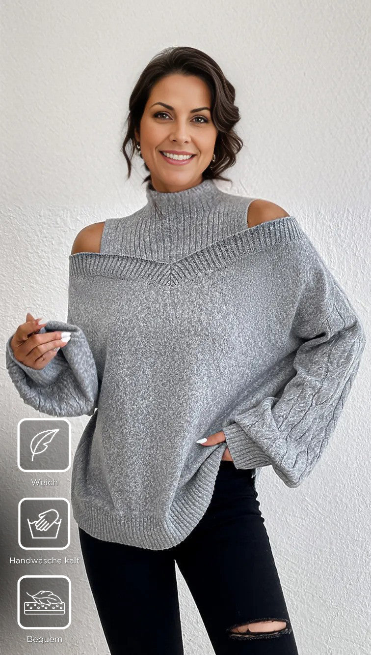 Comfortable monochrome sweater with long sleeves and crew neck