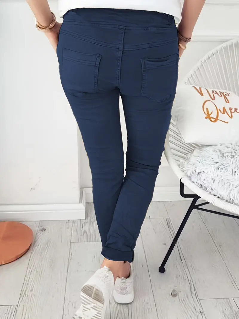 Navy Smart Casual Lace-up Comfort Pants