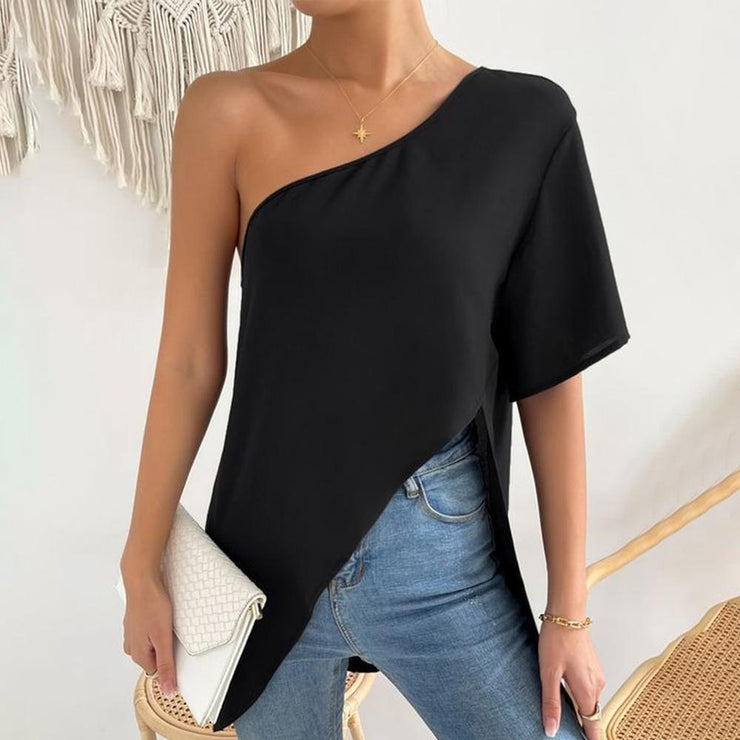 Black one-shoulder top