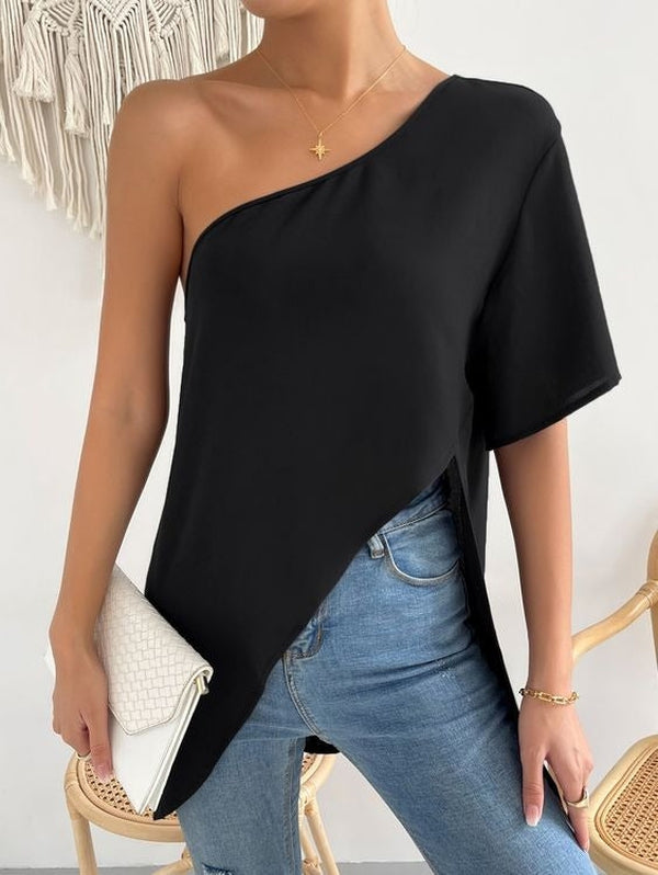 Black one-shoulder top