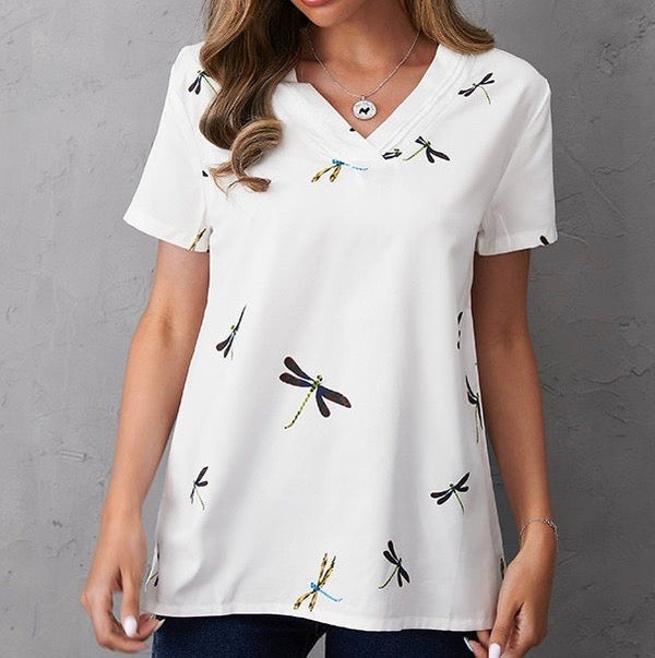 Basic top with short sleeves and print